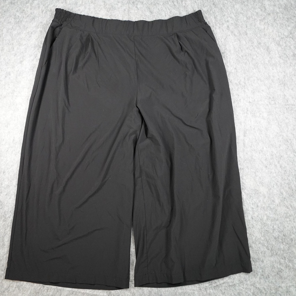 Athleta Pant Women 24 Black Brooklyn Wide‎ Leg Crop High Rise Pull On